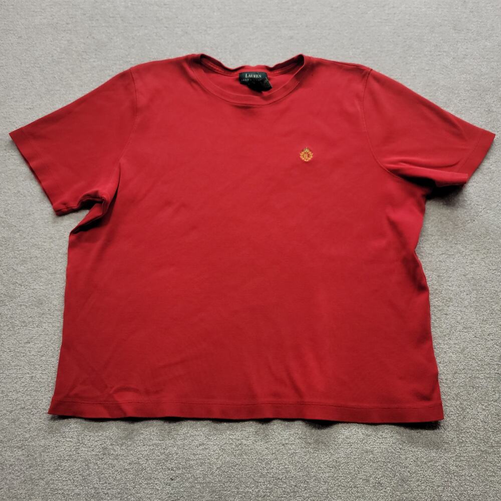 Lauren Ralph Lauren Mens 2XL Red T Shirt Embroidered Crest Logo Short Sleeve